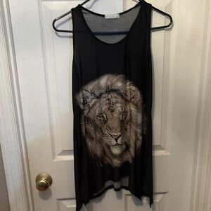 Black Tank‎ Top with Lion Print
